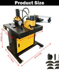 Techtongda 4 In 1 Hydraulic Busbar Bender And Cutter Machine Shearing Punching Electric Processor For Copper Aluminum Heavy Duty Tool Vertical Flat Bending dimensions showing size details in centimeters.