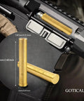 410 Gauge Red Dot Laser Bore Sighter inserted in rifle for scope alignment