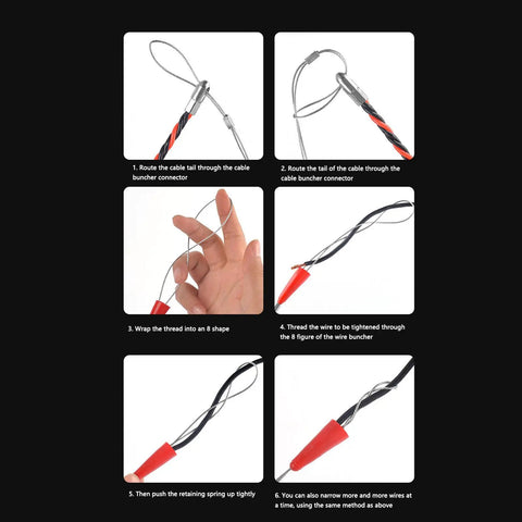 This Heavy Duty Electrical Wire Threader Is The Ultimate Fish Tape For Pros showing the installation process with a red cable buncher.