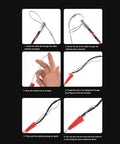 Premium Focket Electrical Wire Threader Fish Tape Kit instructions showing cable routing and thread wrapping steps for electricians.