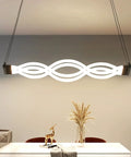 Acrylic Wave LED Pendant Light With Remote Dimmable 3000K To 6000K Stepless Brightness Control Dope Modern Dining Room Chandelier