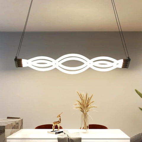 Acrylic Wave LED Pendant Light With Remote Dimmable 3000K To 6000K Stepless Brightness Control Dope Modern Dining Room Chandelier