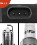 Close-up of Four Ignition Coil Packs And Iridium Spark Plugs For Jeep Compass Patriot, Dodge Journey, Avenger, Caliber, Chrysler 200 And Sebring