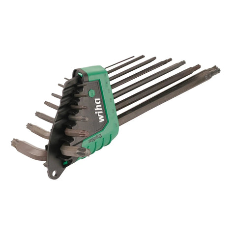 ErgoStar Torx L Key Set, 13 Piece with ball end, black oxide finish, long reach holder, pro grade for tight spaces and angled drives.