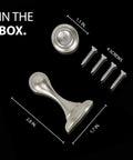 Heavy Duty Magnetic Door Stopper Finished In Sleek Satin Nickel To Lock Doors Wide Open And Nip Nasty Wall Scuffs In The Bud While Blocking Ugly Slap Damage with dimensions and screws.