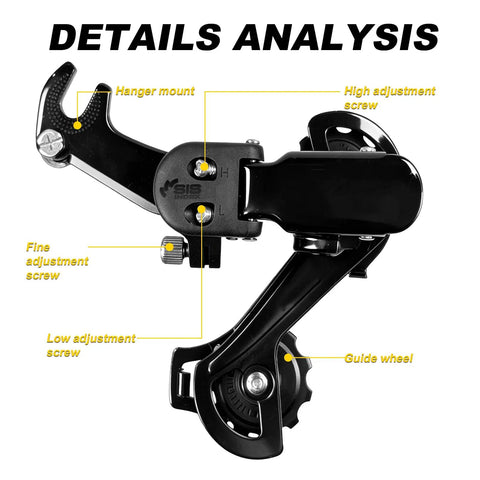 Rear Derailleur RD-TZ31A Six To Seven Speed Hanger Mount For Mountain Tricycle And Commuter Bikes with adjustment screws detail
