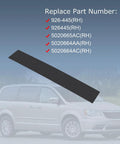 Right passenger-side B-pillar exterior trim molding, black plastic, for Chrysler Town & Country and Dodge Grand Caravan.