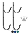 2 Pack Pool Pole Hangers, Heavy Duty Aluminum Pool Pole Hooks With Screws, Wall Or Fence Mount, black double hooks