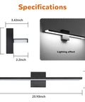 Black 24 Inch Vanity Light Fixtures With Sleek Modern LED Vanity Lighting For Over Mirror Wall Sconce Direct Wire 6000K