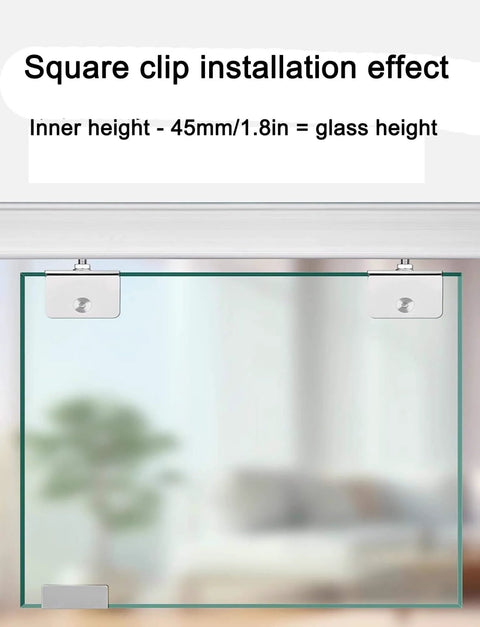Frameless Sliding Glass Door Track Ceiling Mount Rail Hardware Kit In Aluminum By Pass installed showing square clip effect