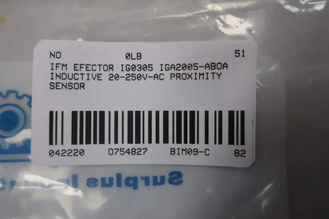 Label of Inductive Proximity Sensor 20 To 250V AC For Industrial Automation with barcode and specifications.