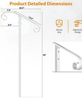 Product dimensions of Heavy Duty Wrought Iron Non Drill Handrail Railing For Outdoor Steps with ergonomic design.