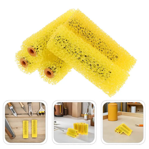 Top Shelf 40 Pieces Sponge Textured Paint Rollers For Bold Wall Embossing Patterns And Decorative Exterior Finishing Covers with yellow sponge material.