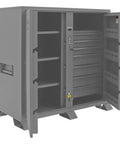 Open Hardcore Heavy Duty All Welded Steel Job Site Storage Cabinet Outdoor Secure Lockable Rack With Forklift Cutouts.