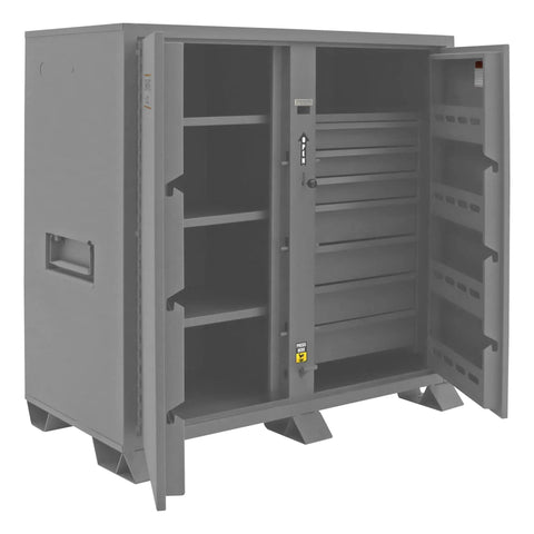 Open Hardcore Heavy Duty All Welded Steel Job Site Storage Cabinet Outdoor Secure Lockable Rack With Forklift Cutouts.
