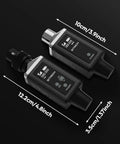 M3 UHF Wireless Microphone System With XLR Transmitter And Receiver dimensions shown in black finish