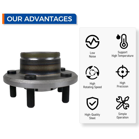 Front Wheel Hub And Bearing Assembly 513224 For RWD Five Lug Fits 2005-2011 Chrysler 300 shown with benefits icons.