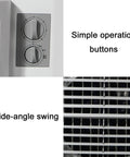 Portable Swamp Air Cooler With Three Fan Speeds And Wide Angle Oscillation Keeps You Seriously Chill All Summer control panel with operation buttons.