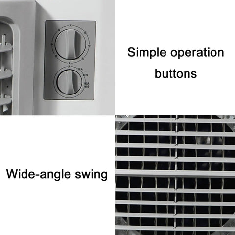 Portable Swamp Air Cooler With Three Fan Speeds And Wide Angle Oscillation Keeps You Seriously Chill All Summer control panel with operation buttons.