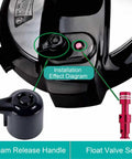 Close-up of Amazon Instant Pot 10-piece replacement parts for Duo 8 Qt: steam-release handle and pink float valve seal