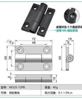 Diagram of a 2 Pack Adjustable Torque Plastic Hinges Black Positioning Door Hinges 72x56x19mm with dimensions and details.