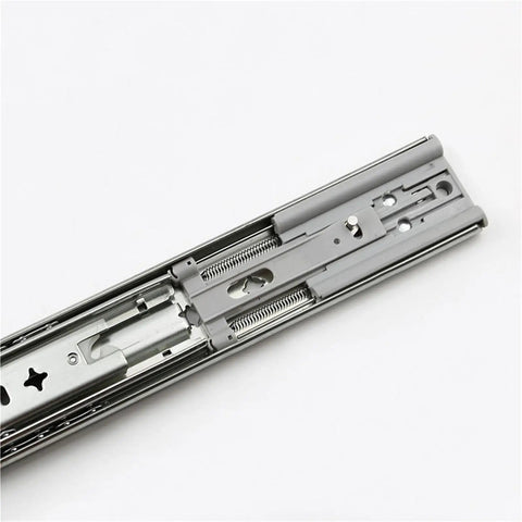 Close-up of 53 Wide Three Section Heavy Duty Slide Rail Damping Buffer For Drawer Cabinet RV Industrial Use Set Of Two Beefy Yet Smooth Quiet Drawers