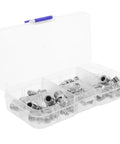 Upgrade Your Ride With This Epic Stainless Steel Grease Gun Fittings Kit Featuring Assorted Straight Zerk Nozzles For Automotive Tractor And Industrial Hydraulic Tools, Keeping Gear Running Smooth and Sick All Day Long. clear plastic case with stainless steel zerk fittings