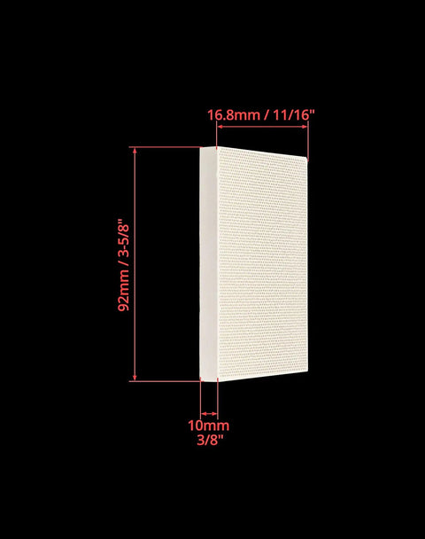 Side view of Pro Grade Honeycomb Ceramic Soldering Boards Set Of 2 for Jewelry Making Melting and Casting Gold with dimensions displayed.