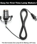 Black Lamp Wiring Kit For DIY Repairs 12 Ft Lamp Cord Replacement With 3 Way Socket and plug displayed on white background
