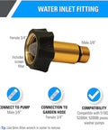 Brass Water Inlet Fitting For Pressure Washer 3/4 Inch Female To 3/8 Inch Male Quick Connect Durable Replacement Pump Part For Heavy Duty Cleaning Ideal For Residential And Commercial Use