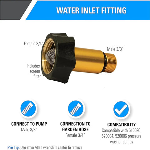 Brass Water Inlet Fitting For Pressure Washer 3/4 Inch Female To 3/8 Inch Male Quick Connect Durable Replacement Pump Part For Heavy Duty Cleaning Ideal For Residential And Commercial Use
