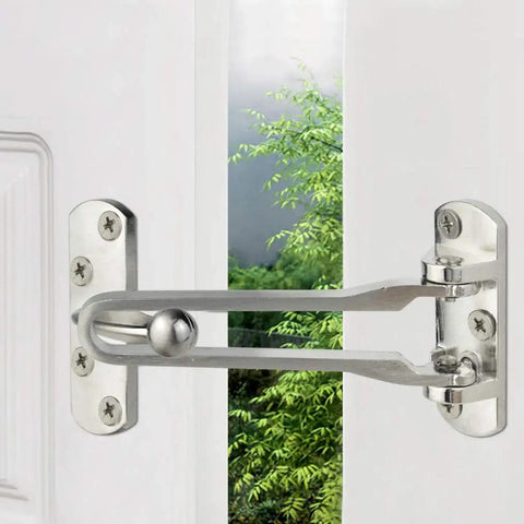 2 Pack Front Door Latch Guard Lock Set For Inward Swing Doors, Childproof Reinforcement Lock, Satin Nickel, Wooden Doors