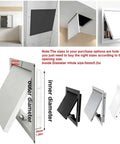 Heavy Duty Galvanized Steel Access Panel For Drywall features snap shut concealed magnetic door, shown in various angles and sizes.