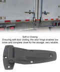 Built Tough 5.51 Inch Matte Black Zinc Alloy Soft Close T Strap Hinge No Slam Corner Bracket Heavy Duty No Nonsense Replacement Hardware For Indoor Cabinets And Toolboxes mounted on a truck door.