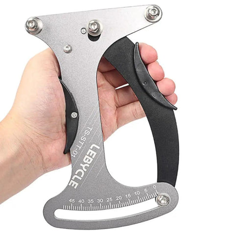 Premium Aluminum Alloy Bicycle Spoke Tension Meter Insanely Accurate Road Bike Wheel Building Tool held in hand showing gauge and design.