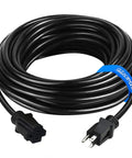 50 Ft 3 Outlet Heavy Duty Outdoor Extension Cord 12/3 SJTOW Yellow With Power Indicator Light, coiled black cord