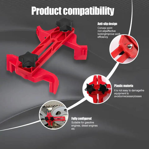 Real Deal Camshaft Locking Tool Kit With Heavy Duty Engine Timing Alignment Wrench Set red plastic clamp with anti-slip design for engine repairs