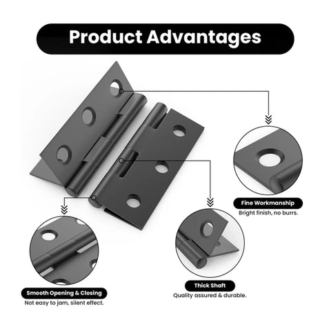 Rotating Concealed Hinges For Cabinets And Furniture, Stainless Steel Black Heavy Duty Door Connectors With 6 Mounting Holes, Easy Install