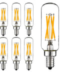 Dimmable E12 LED Bulb 6W Equiv To 60W Warm White 2700K T6 T25, 600 Lumens, Candelabra Base 6 Pack displayed in a group