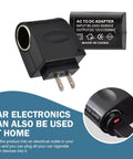 Dead Set Reliable 220V AC To DC Power Converter Waterproof Flame Retardant Cigarette Lighter Adapter Plug In And Roll Car Home Transformer showing plug and output.