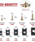 170 Piece U Nut Clips Assortment Kit With Zinc Plated Phillips Screws Black Phosphate Finish with size details.