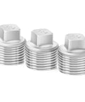 1-1/2 Inch NPT Male Outer Square Head Socket Pipe Plug Fittings, 304 Stainless Steel Thread Adapters, Heavy Duty 3 Pack