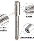 Two Piece 3/8-16 UNC Tap And Die Set HSS Straight Flute Threading Tap Die Kit with sharp blades and standard square head.