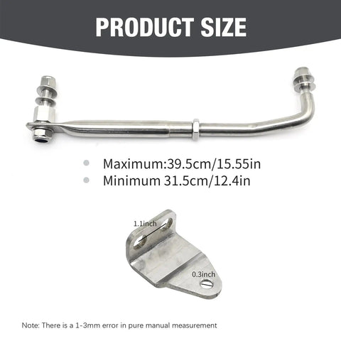 Adjustable Boat Engine Stainless Steel Steering Tie Rod Drag Link Kit 315 to 395 mm and 12.4 to 15.55 in for Beefy Durable Marine Steering Upgrades and Easy Install, size diagram