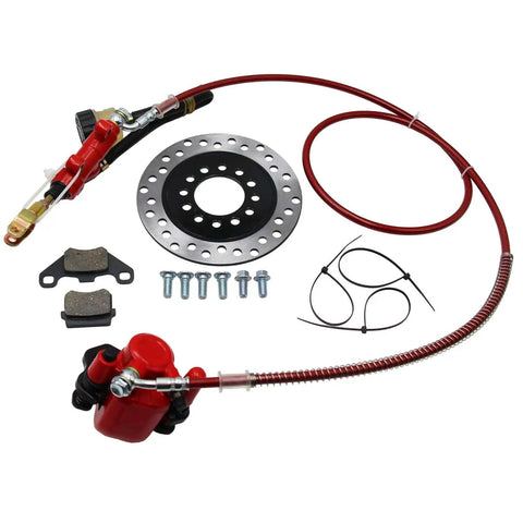 Rear Hydraulic Disc Brake Caliper System With Pads And Rotor For 150cc 200cc 250cc Dirt Bikes Quad ATV Go Kart Dune Buggy Red Durable