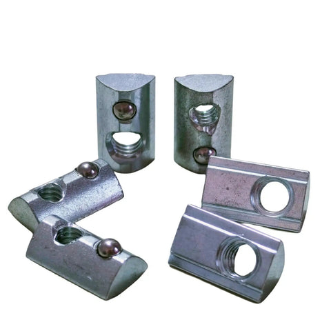 Durable 1045 Steel Ball Spring T Nut Roll In With Zinc Finish For One Quarter Twenty Thread Fits Fifteen Series And Forty Series