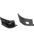 Two-piece black plastic front bumper end cap and inner reinforcement for Freightliner Cascadia, passenger-side.