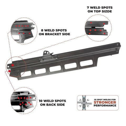 Beefy 2 Hole Steel Magazine Assembly For NR83A Nailers, 70 Nail Capacity, 21 Degree Angle, weld spots highlighted