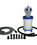 Assembled Quick Click Dust Separator And 5 Gallon Locking Collection Bin With Caster Dolly Power Tool Adapter Set And 16 Ft Hose