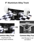 5-inch aluminium alloy truck of Beginner Friendly Complete Skateboard 31.75 Inch Long 7.88 Inch Wide Deck With 7 Layer Canadian Maple